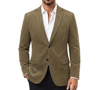PJ PAUL JONES Blazer en velours côtelé pour homme, coupe ajustée à deux boutons, veste de sport décontractée, Marron olive, Taille S