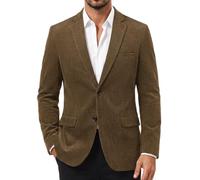 PJ PAUL JONES Blazer en velours côtelé pour homme, coupe ajustée à deux boutons, veste de sport décontractée, café, XX-Large