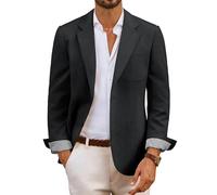 PJ PAUL JONES Blazers en lin et coton pour homme - Coupe ajustée - Léger - Pour le sport, Noir , M