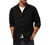 PJ PAUL JONES Chemise décontractée à manches longues en velours côtelé pour homme, Noir , M