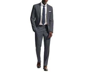 PJ PAUL JONES Costume 2 pièces pour homme - Coupe ajustée - Moderne - Avec 2 boutons - Pantalon veste pour le travail et les mariages, gris foncé, M