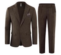 PJ PAUL JONES Costume Classique, col cranté, Costume de Bureau, Marron, Taille S