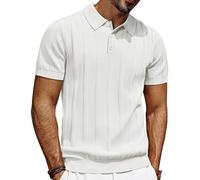 PJ PAUL JONES Polo à manches courtes en tricot pour homme avec bouton - Polo de golf, Blanc., S
