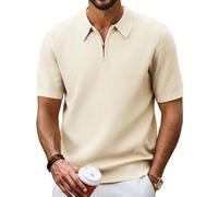 PJ PAUL JONES Polo à manches courtes et fermeture éclair pour homme, abricot, L