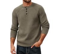 PJ PAUL JONES Pull à manches longues et col rond pour homme, kaki, L