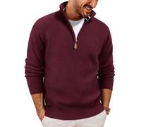 PJ PAUL JONES Pull de golf pour homme avec fermeture éclair 1/4 en tricot, Rouge, M