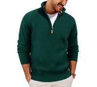 PJ PAUL JONES Pull de golf pour homme avec fermeture éclair 1/4 en tricot, Vert, L