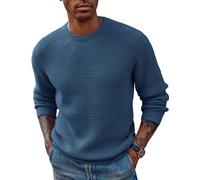 PJ PAUL JONES Pull en tricot à manches longues texturé gaufré pour homme, bleu jean, Taille L