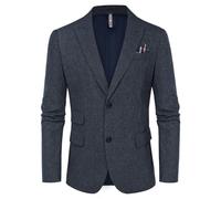 PJ PAUL JONES Sakko Blazer britannique pour homme Coupe droite 2 boutons Veste d'affaires moderne, Bleu foncé à mailles, S