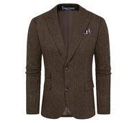 PJ PAUL JONES Sakko Blazer britannique pour homme Coupe droite 2 boutons Veste d'affaires moderne, marron foncé, S