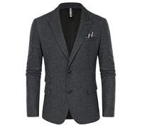 PJ PAUL JONES Sakko Blazer britannique vintage pour homme 2 boutons Veste de costume d'affaires en tweed, gris foncé, S
