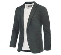 PJ PAUL JONES Sakko Blazer en tricot moderne pour homme - Style sportif et classique - 2 boutons, gris foncé, S
