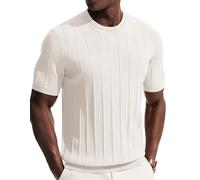 PJ PAUL JONES T-shirt d'été à manches courtes et col rond pour homme, blanc ivoire, XL