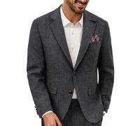 PJ PAUL JONES Veste Blazer Homme Vintage Mélange de Laine Tweed Coupe Regular, gris foncé, S