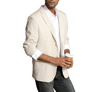 PJ PAUL JONES Veste en lin légère pour homme, coupe ajustée, style décontracté, 2 boutons, veste sportive et élégante, veste coupe silencieuse, kaki, XL