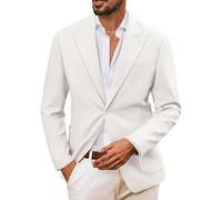 PJ PAUL JONES Veste en lin pour homme - 2 boutons - Coupe droite - Style sportif et moderne - Pour les loisirs, Blanc., XL