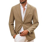 PJ PAUL JONES Veste en lin pour homme - 2 boutons - Coupe droite - Style sportif et moderne - Pour les loisirs, kaki, XL