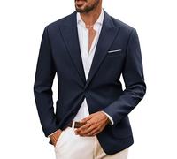 PJ PAUL JONES Veste en lin pour homme - 2 boutons - Coupe droite - Style sportif et moderne - Pour les loisirs, bleu marine, S