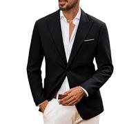 PJ PAUL JONES Veste en lin pour homme - 2 boutons - Coupe droite - Style sportif et moderne - Pour les loisirs, Noir , XL