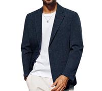 PJ PAUL JONES Veste en lin pour homme, style sportif, business, 2 boutons, coupe droite, bleu foncé, S