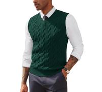 PJ PAUL JONES Veste pour homme avec col en V en maille sans manches Pullunder Sweat décontracté, vert foncé, S