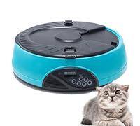 PJDDP 6 Repas avec Chargeur Automatique Pet Programmable, Distributeur Alimentaire, Contrôle des Portions, avec Voix Rappelez, LCD Intelligent Auto Chargeur pour Chats Chiens Et des Lapins,Bleu