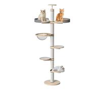 PJDDP Arbre À Chat À 5 Niveaux du Sol Au Plafond, Arbre À Chat du Sol Au Plafond avec Lit Confortable pour Chats, Capsule Spatiale, pour Grimper, Gratter, Observer Et Jouer,Style b