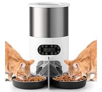 PJDDP Distributeur De Croquettes pour Chats Et Chiens,Automatique Distributeur D'aliment pour Chat&Chiot, avec Minuteur Programmable Jusqu'à 4 Repas par Jour, Lecture Vocale 10S,4.5L