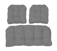 PJDDP Ensemble de 3 Coussins d'extérieur en Osier pour canapé de terrasse - 1 Coussin Causeuse et 2 Coussins en Forme de U, Coussin de Banc 2 Places 8cm en Coton épais et Chaud,Dark Grey