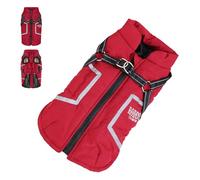 PJDDP Manteau d'hiver pour Chien, Manteau Chien Imperméable Coupe-Vent, Manteau d'hiver Réfléchissant avec Harnais Intégré, pour Petits, Moyens Chiens,Rouge,XXL