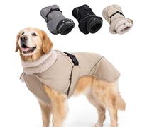 PJDDP Manteau pour Chien d'hiver Imperméable, Gilet d'hiver pour Chien avec Trou De Corde De Traction, Col Roulé, Réfléchissant,Vêtement pour Français Carlin, Golden Retrievers,Beige,M