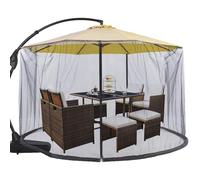 PJDDP Moustiquaire pour Parasol Déporté et Parasol Droit de 275 cm/9FT et 300CM/10FT, Maille D'écran Réglable Résistant Aux Déchirures avec Porte à Fermeture Eclair Et Base Remplissable