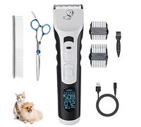 PJDDP Tondeuse Chien Chat Animaux Professionnelle Electrique Toilettage Animal Silencieux Rechargeable Electrique Tondeuse avec Écran LED Lames en Céramique Détachable pour Chien Chat Poil Long
