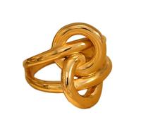 Pjeghbvop Bagues enroulées tendance avec nœud géométrique et décoration double couche plaqué or 18 carats pour femmes élégantes, bagues pour un usage quotidien et un usage quotidien, 6, comme décrit
