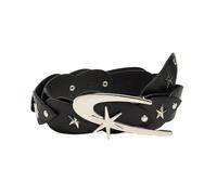 Pjeghbvop Ceinture occidentale adulte avec rivets étoile décors résistant à l'usure couture ceinture PU pour fan de rock sangles décoratives en PU larges pour femmes boîte de nuit adulte réglable