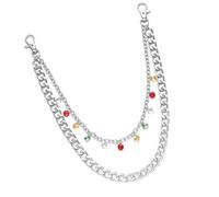 Pjeghbvop Chaîne multicouche torsadée avec pendentif en forme de cœur en métal robuste, ceinture et poche fonctionnelles, double couche torsadée, Einheitsgröße, comme décrit, Comme décrit