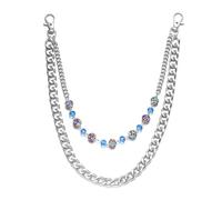 Pjeghbvop Chaîne multicouche torsadée avec pendentif en forme de cœur en métal robuste, ceinture et poche fonctionnelles, double couche torsadée, Einheitsgröße, comme décrit, Comme décrit