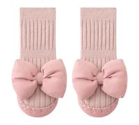 Pjeghbvop Chaussures antidérapantes pour tout-petits avec motif nœud, confortables à porter, adaptées pour apprendre à marcher à la maison et à la maternelle, b, 0-6 mois