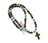 Pjeghbvop Collier avec pendentif crucifix en pierre œil de tigre naturelle, réglable pour une texture unique et un symbole de foi, cadeau positif, collier crucifix œil de tigre