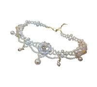 Pjeghbvop Collier de perles profilées, accessoire de luxe pour femme | Collier ras du cou en perles de culture de haute qualité, perles raffinées sélectionnées à la main, bijou de soirée formel