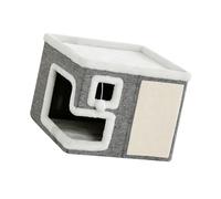 Pjeghbvop Niche à double couche pour chat avec tapis à griffer, design pliable, niche peu encombrante pour l'intérieur, maison pliable peu encombrante avec sous-sol, design double