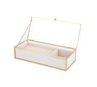Pjeghbvop Organisateur de bijoux en verre transparent pour femme, accessoire vitrine, solution de rangement, boîte texturée