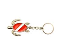 Pjeghbvop Porte-clés en alliage de zinc avec drapeaux de plongée, créature marine, accessoire de sac tendance pour plongeurs et voyageurs, Motif carapace de tortue, taille unique
