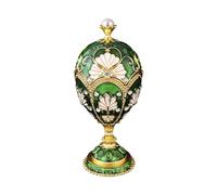 Pjeghbvop Vitrine à bijoux, finition émaillée élaborée et compartiments spacieux, organiseur de bijoux avec strass en cristal, boîte à bijoux à œufs émaillés, taille unique, comme décrit