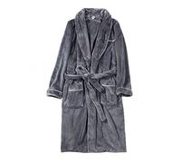 PJFCS Hommes de Grande Taille Flanelle Peignoir d'hiver de Bain Robe Nuit de Nuit Robe de Chambre Confortable Robe,Gris,6XL
