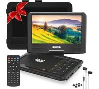 PJGCWB Lecteur DVD portable de 11,5" avec écran pivotant de 9,5", batterie rechargeable de 5 heures, lecteur DVD de voiture pour enfants, prend en charge carte SD/USB/CD/DVD et plusieurs formats de