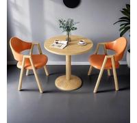 PJGFBYT Ensemble de chaises de bureau pour 2 personnes, petite table de salle à manger ronde avec pieds en métal, table de salon de beauté pour café, salon de beauté (couleur : orange + bois)