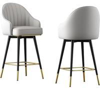 PJGFBYT Lot de 2 chaises de bar pivotantes avec dossier, tabouret haut en cuir synthétique pour bar bistro, hauteur d'assise 65 cm/75 cm. (Dimensions : hauteur : 65 cm, couleur : gris)