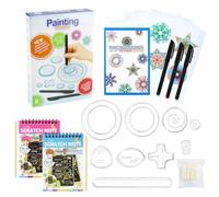 PJHAJH Spirograph, 32 pcs Spirographe Junior, Scratch Art, Spirographe Enfant, Modèles de Dessin pour Enfants,Spiral Design Pochoir, Multifonctionnel Outil de Peinture pour Enfants