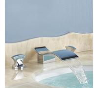 PJKTBEYI Robinet de lavabo à Double poignée for Salle Bain, mitigeur monté sur Le Pont, Eau Chaude et Froide, Robinet Grue(Chrome W)